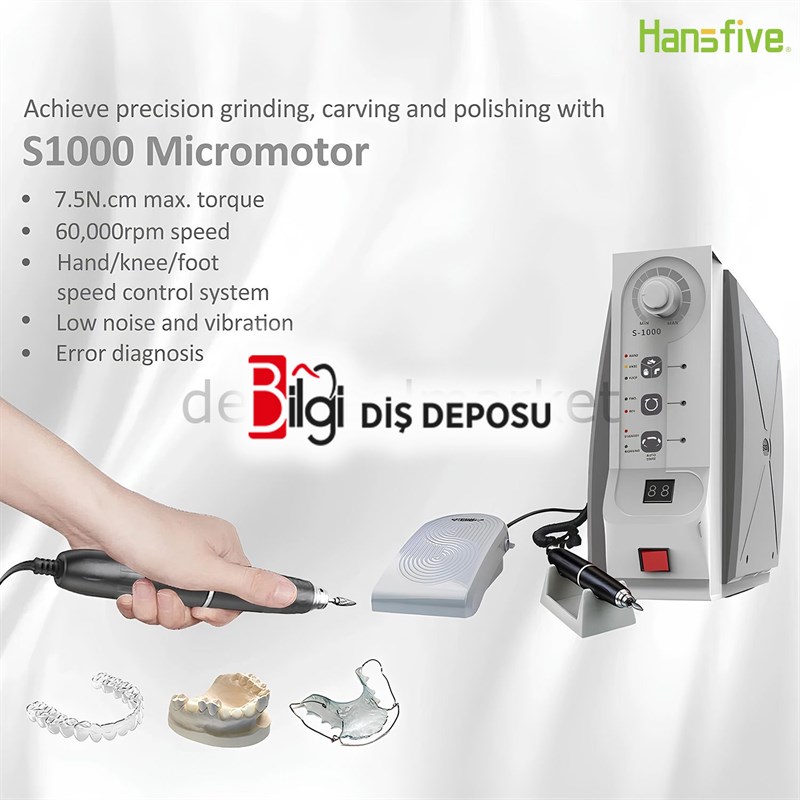 S1000 Masaüstü Mikromotor Lab Tipi Dizden Kumandalı / 60.000 Devir / 7.5 N.cm Tork