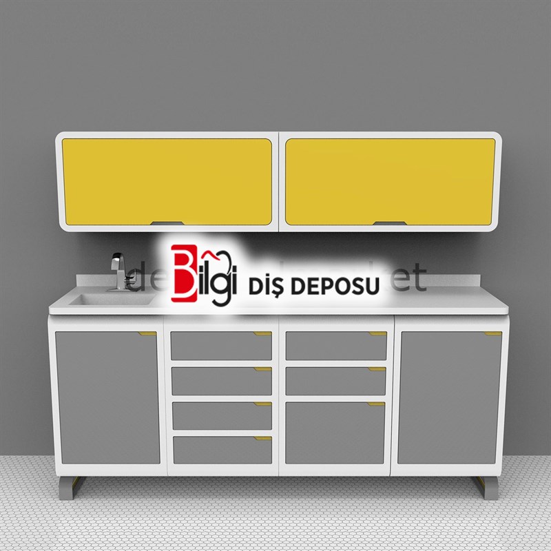 Duvara Monte Mobil Kabinli Klinik Tezgah - Corian Tezgah SFS - SFW