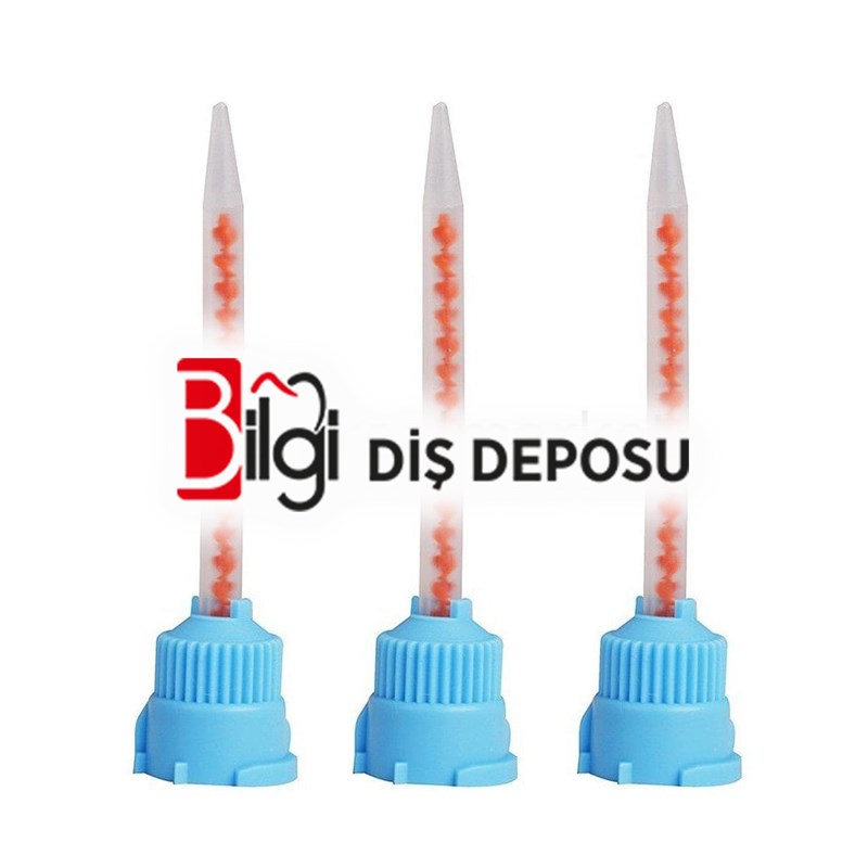 Geçici Kron Köprü Tabanca Karıştırma Ucu Mavi/Kırmızı