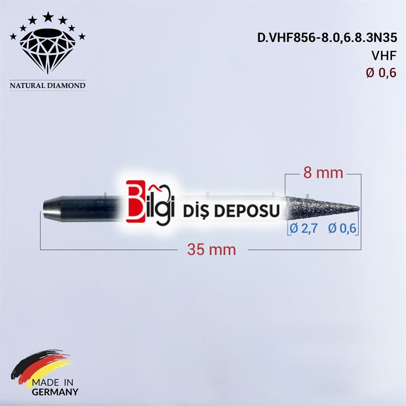 VHF Elmas Cad Cam Drill 0,6 mm