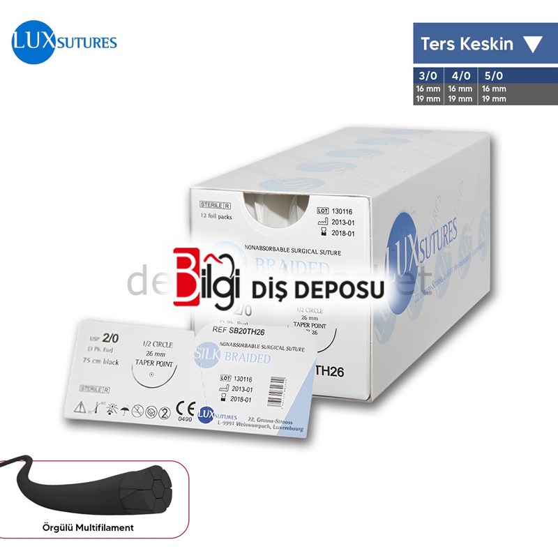 Silk Siyah İpek Cerrahi Sutur - Non-Absorbe - Ters Keskin İgneli