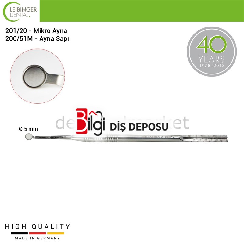 Rhodium  Mikro Ayna Ø 5 mm ve Ölçekli  Ayna Sapı