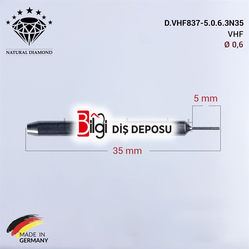 VHF Elmas Cad Cam Drill 0,6 mm