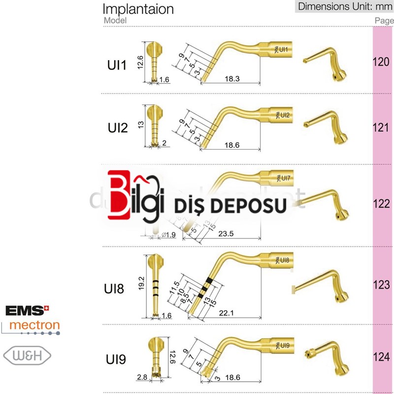 Ultrasurgery İmplant Uçları - Woodpecker, Mectron, Ems Uyumlu