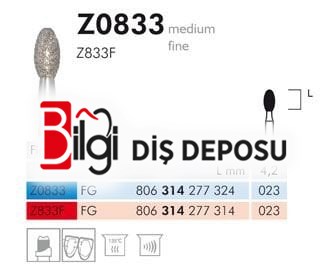 Z0833 Zirkon İçin Elmas Frez - 2 Adet